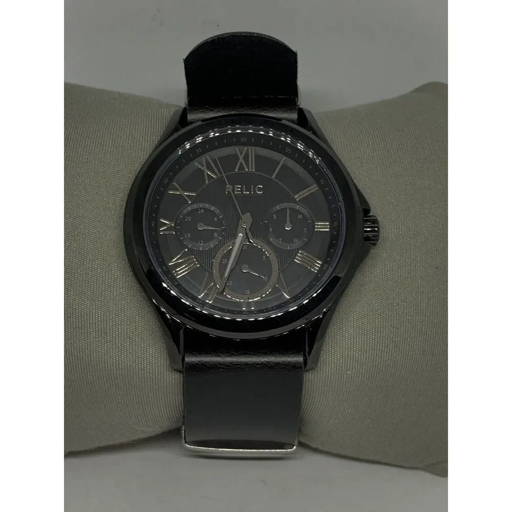 Relic ZR15820 All Black Stainless Steel Watch W/ Custom Nato Band FR54